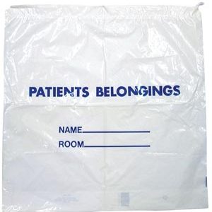 Dukal Dawnmist Patient Belongings Bags, Drawstring, White, 20" x 20", 250/cs